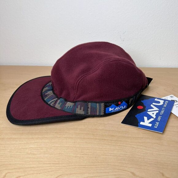 Kavu Fleece Strapcap Aztec Southwestern Maroon Red Unisex Adjustable S-L 3 Panel - Picture 1 of 10